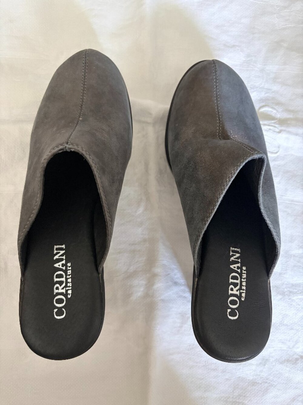 Cordani Pewter Suede Clogs w/Bronze Metallic Cast NWT